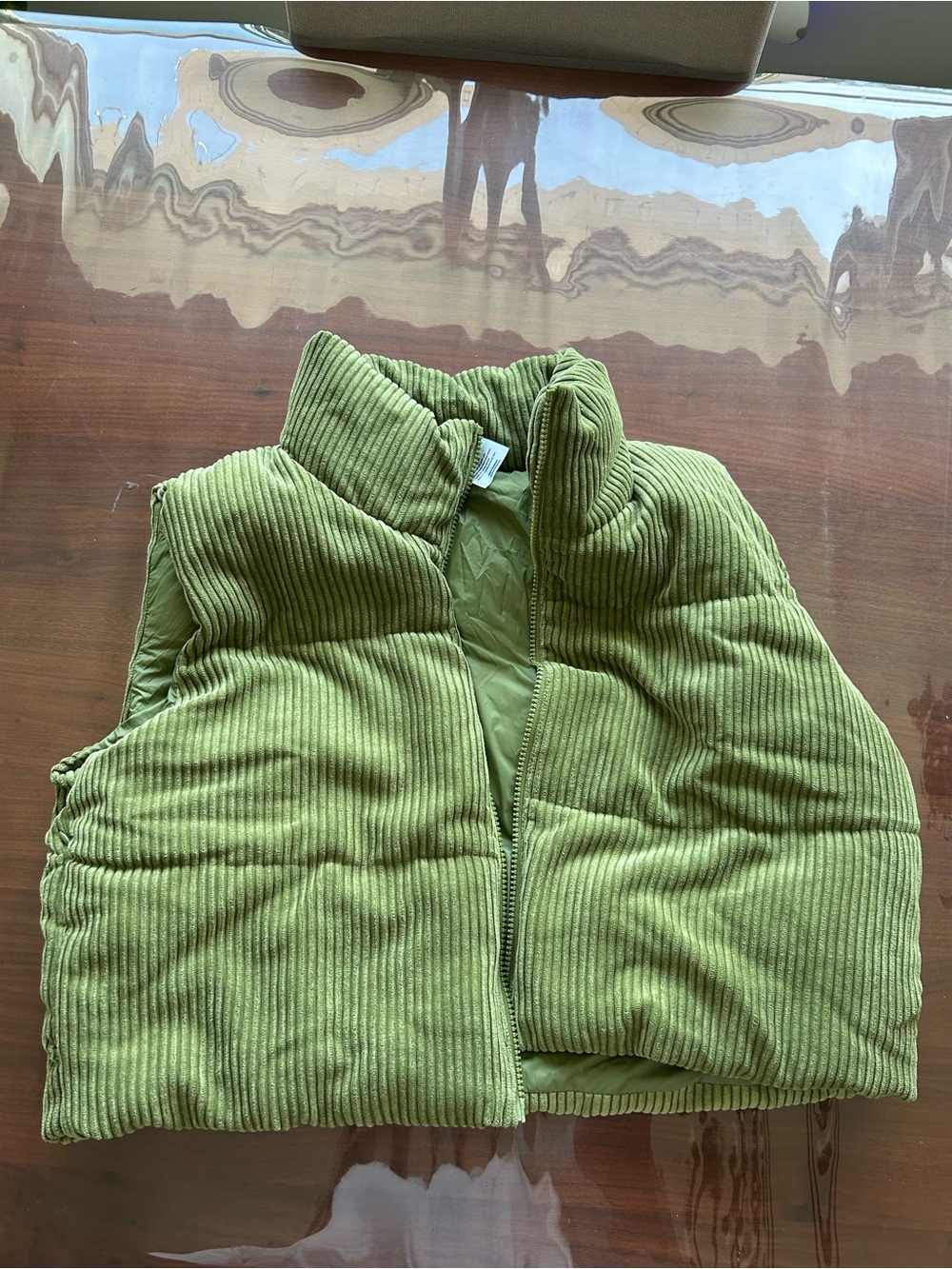 Women’s Large Green Corduroy Puffer Vest